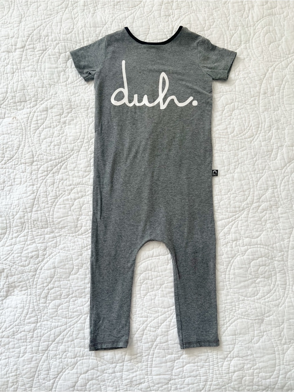 Rags Gray "duh." Graphic Romper